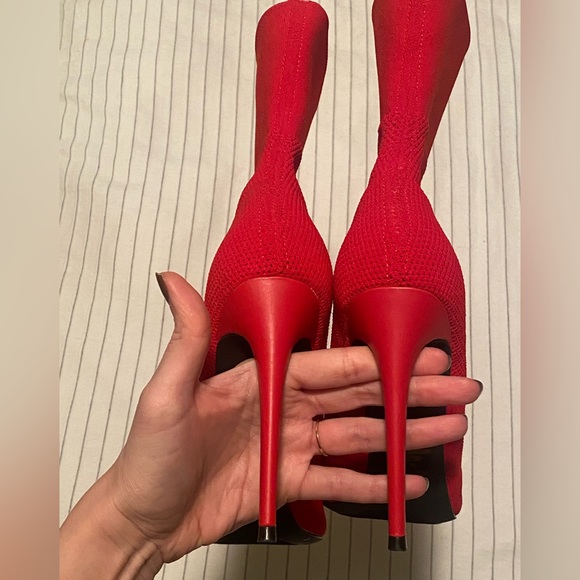 Knit, heeled, sock booties - Picture 7 of 11